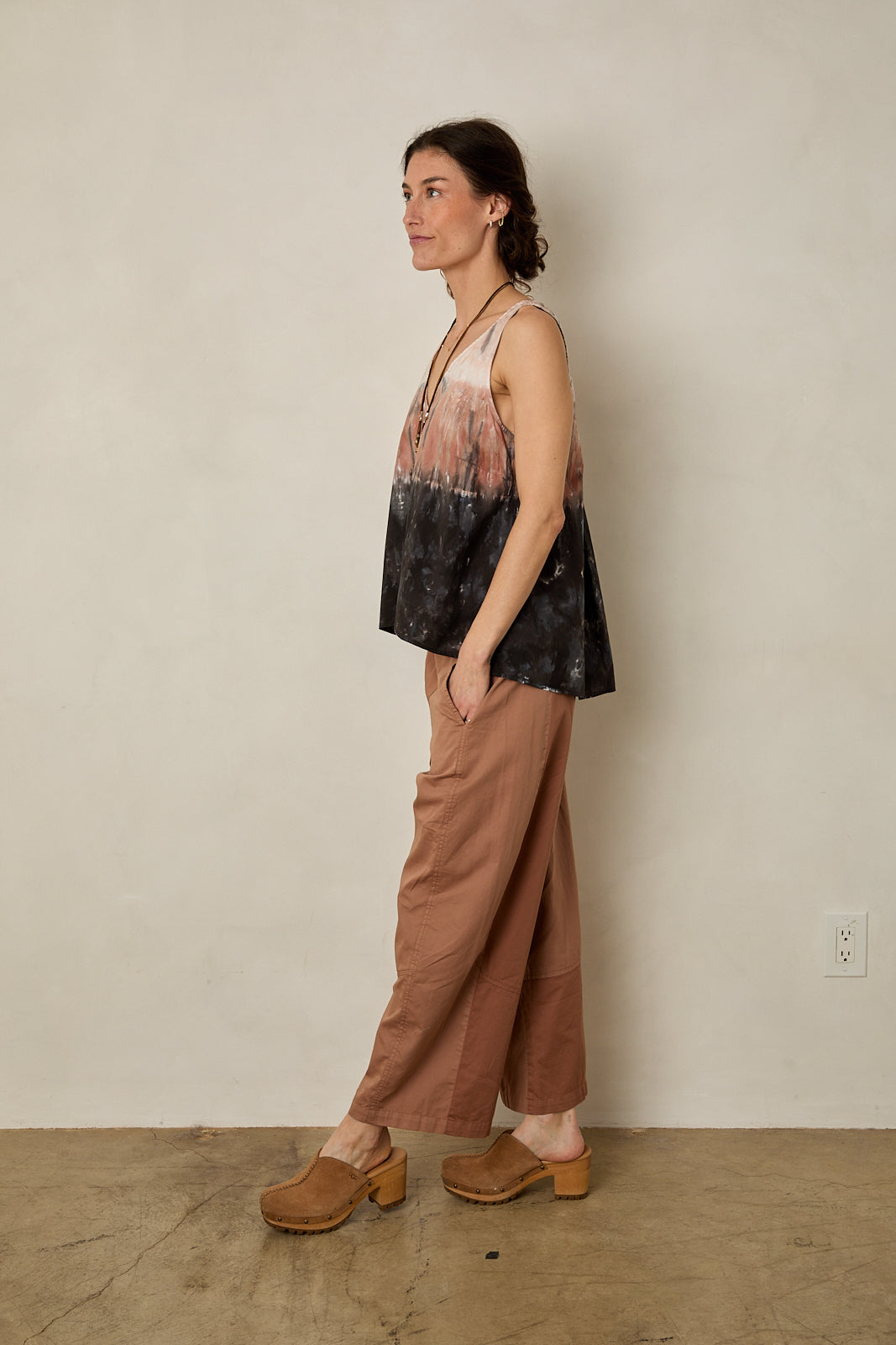 Poplin Tenby Tank in Black Sand