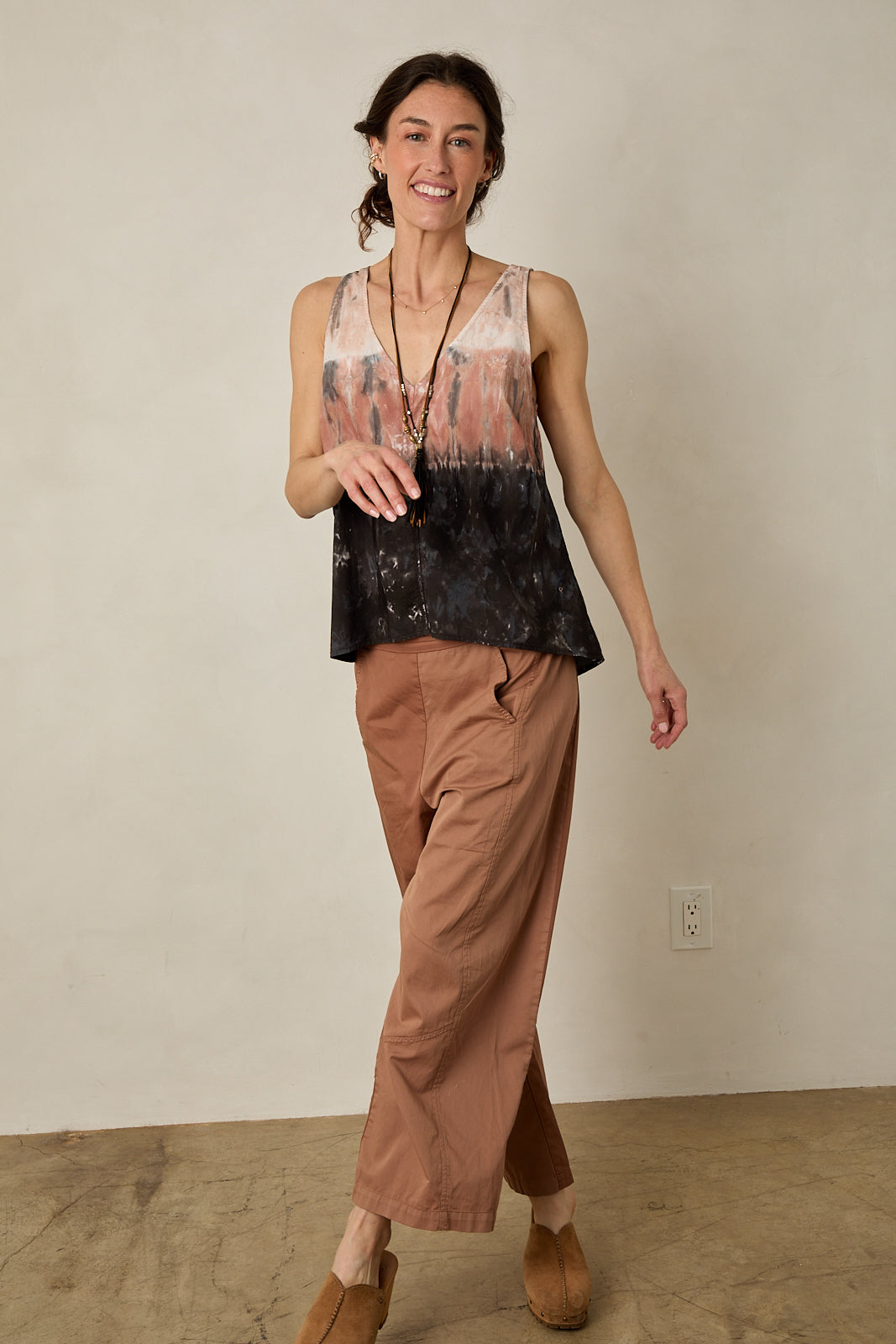 Poplin Tenby Tank in Black Sand