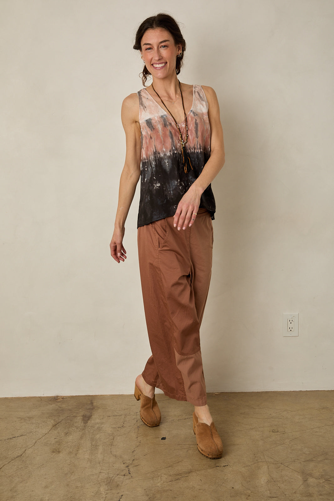 Poplin Tenby Tank in Black Sand