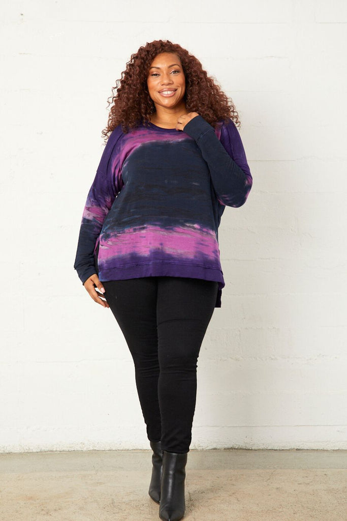 Super Soft Terry Cloth Stripe Crew Neck Cami-Aqua sky main image 0