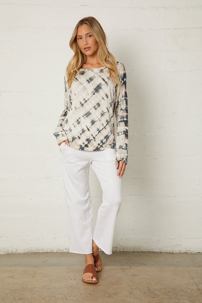 Acid Wash Hi/Low Pocket Sweater | Deep Sky main image 1