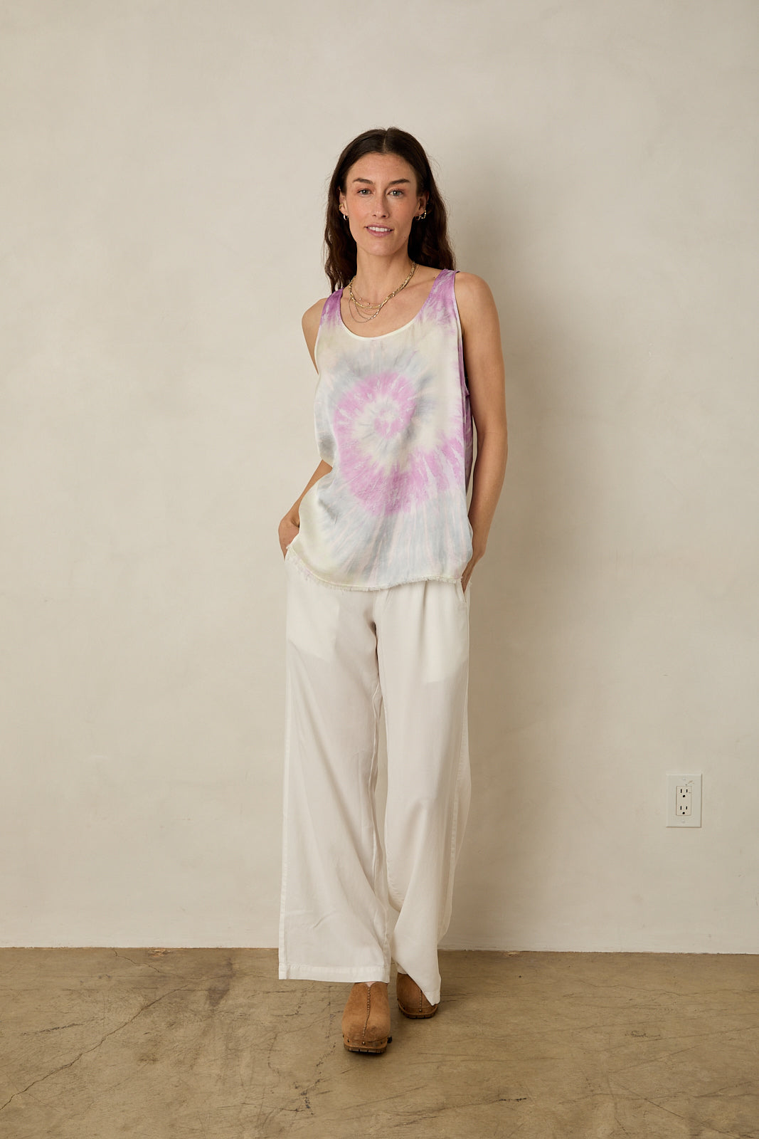 Eco Satin Birdie Tank in Celestial