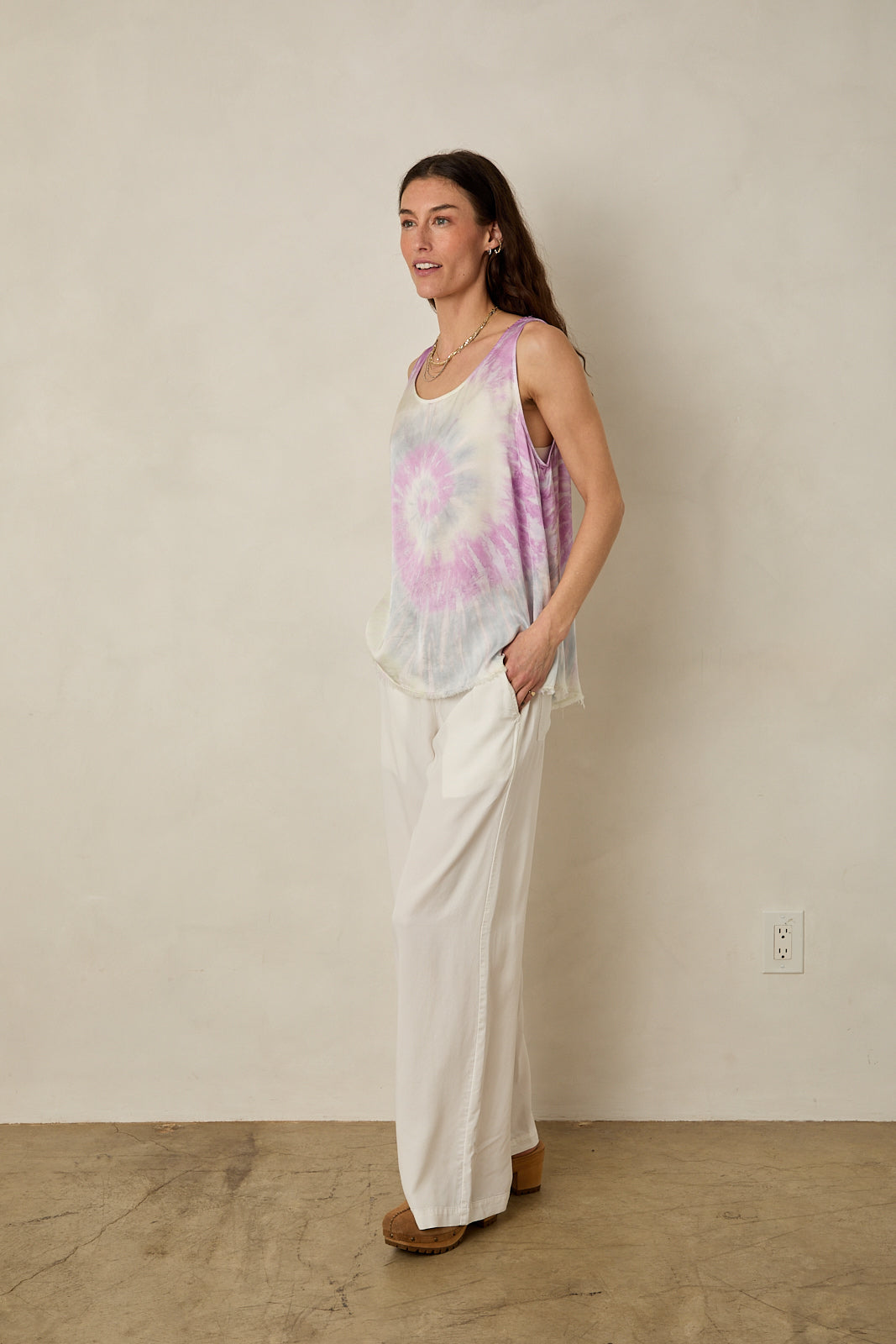Eco Satin Birdie Tank in Celestial
